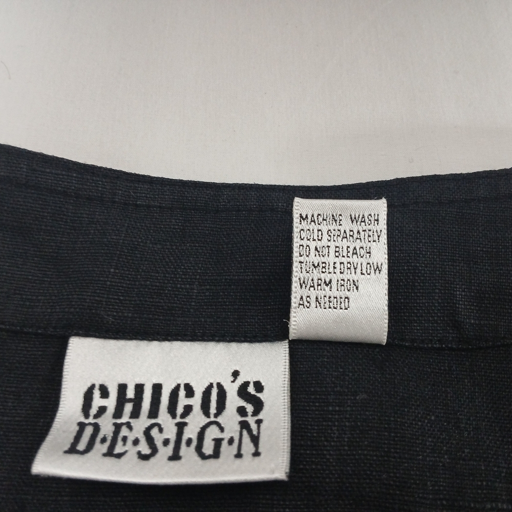 Chicos Design 100% Linen Collarless Long Sleve Button Down Top. Size XL(3) - Picture 5 of 7